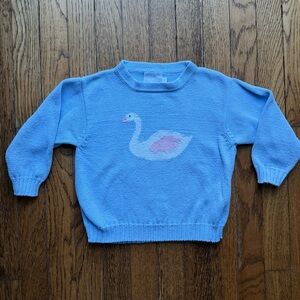 Little English Blue Sweater with Swan size 4T